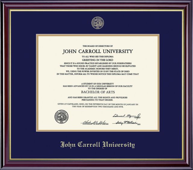 John Carroll University 8.5'' x 11'' Windsor Diploma Frame