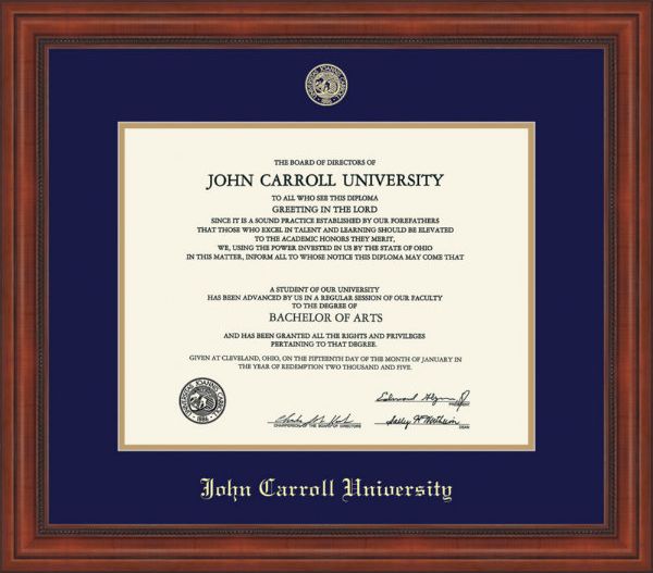 John Carroll University Millenium Diploma Frame -ONLINE ONLY