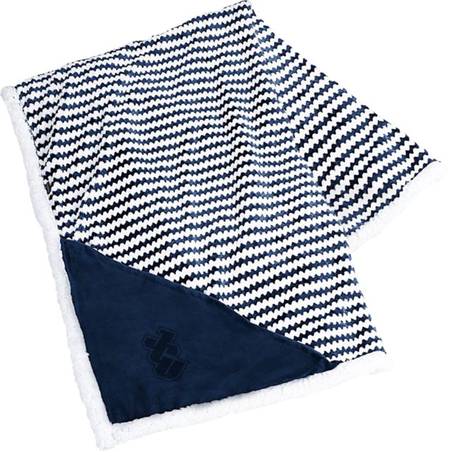 John Carroll Field and Co Luxurious Chevron Striped Sherpa Blanket JCU Engraved - ONLINE ONLY