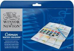 COTMAN WATERCOLOR PAINTING-PLUS 1/2 PAN SET